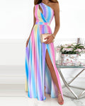 Rose Print Split Summer Dress Dropshipman