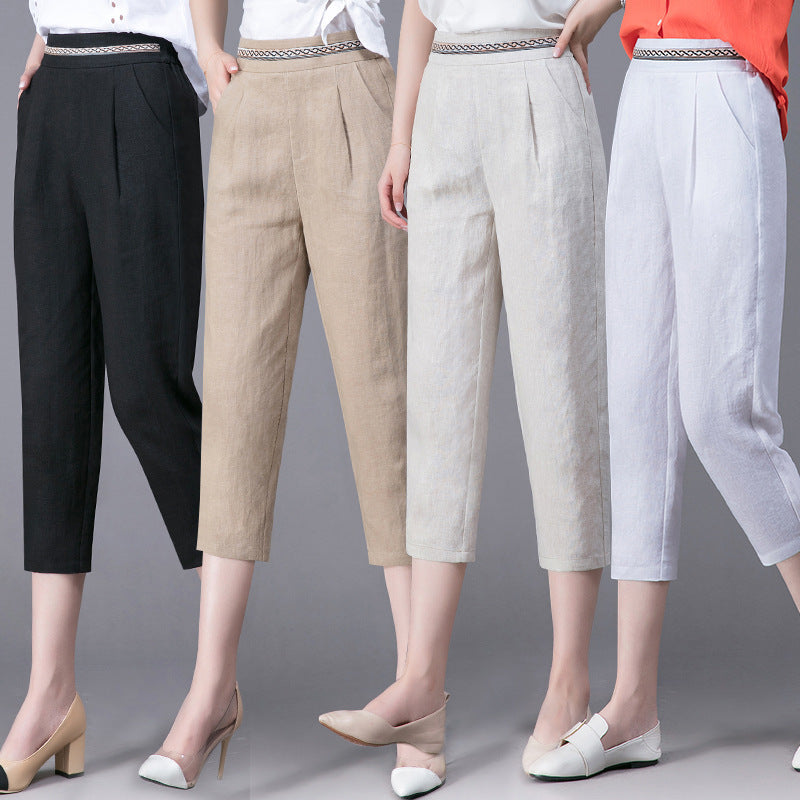 Linen Pants Summer New Loose Harem Pants Women Dropshipman