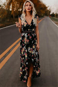 Sleeveless printing irregular dress Dropshipman