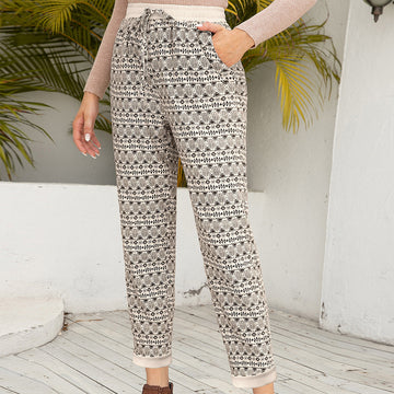 Ladies Print Lace Casual Pants Loose Pants Women Dropshipman