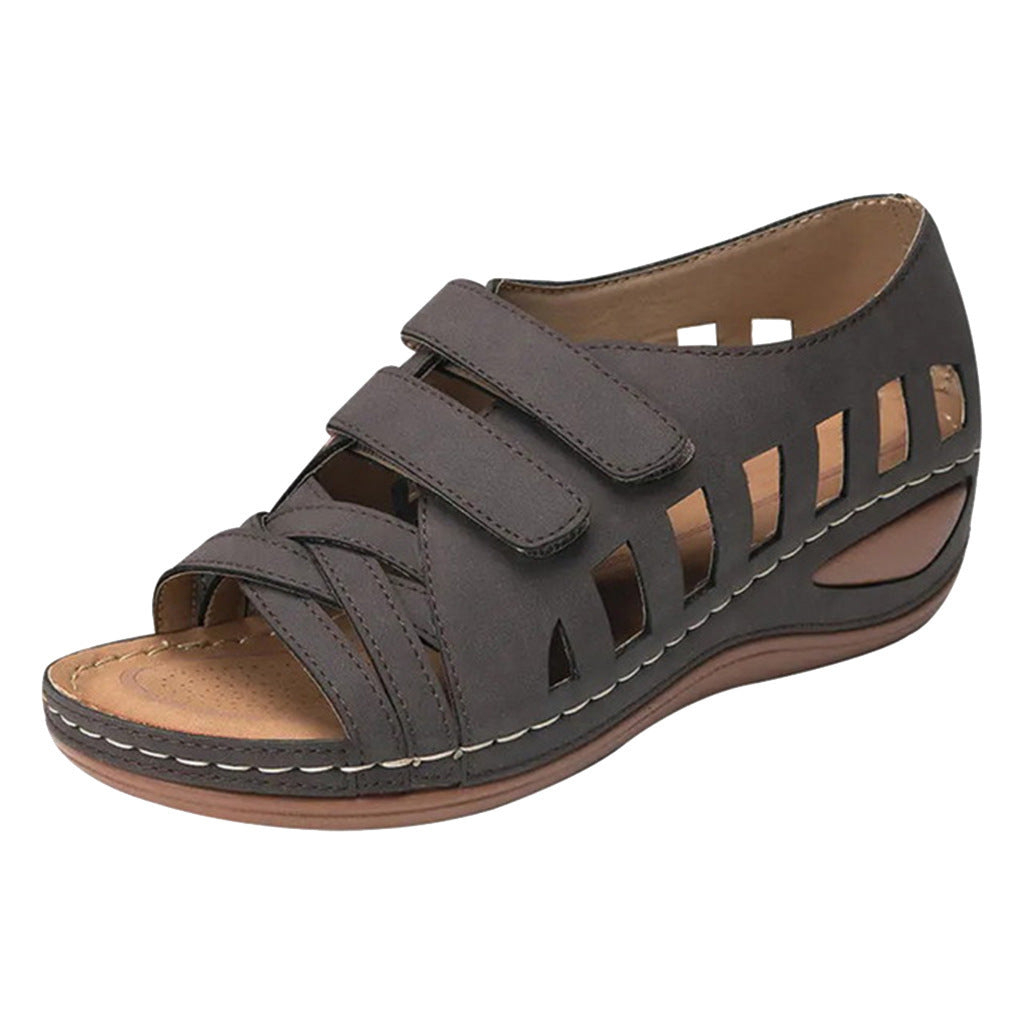 Fashion Velcro Hollow Fish Mouth Sandals Dropshipman