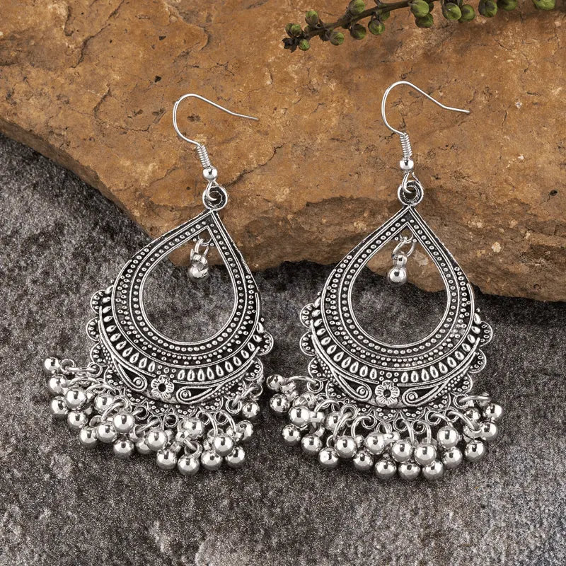 Vintage Tassel Drop Silver Earrings Dropshipman