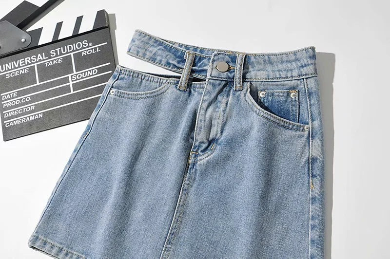 Side Cut Denim Skirt Women's New Sexy Bag Hip Skirt Dropshipman