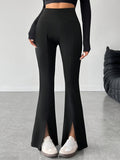 Women’s Stylish Black Side-Slit Flare Jeans Dropshipman