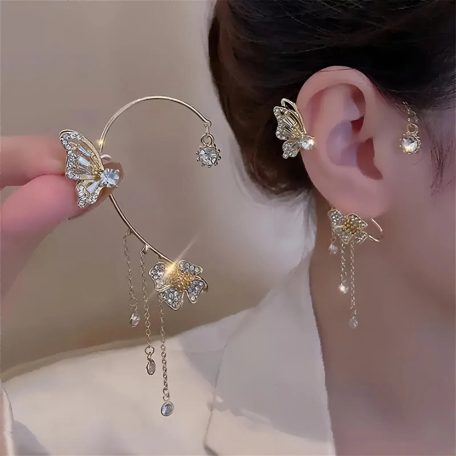 Butterfly Tassel Ear Cuff Earrings Dropshipman