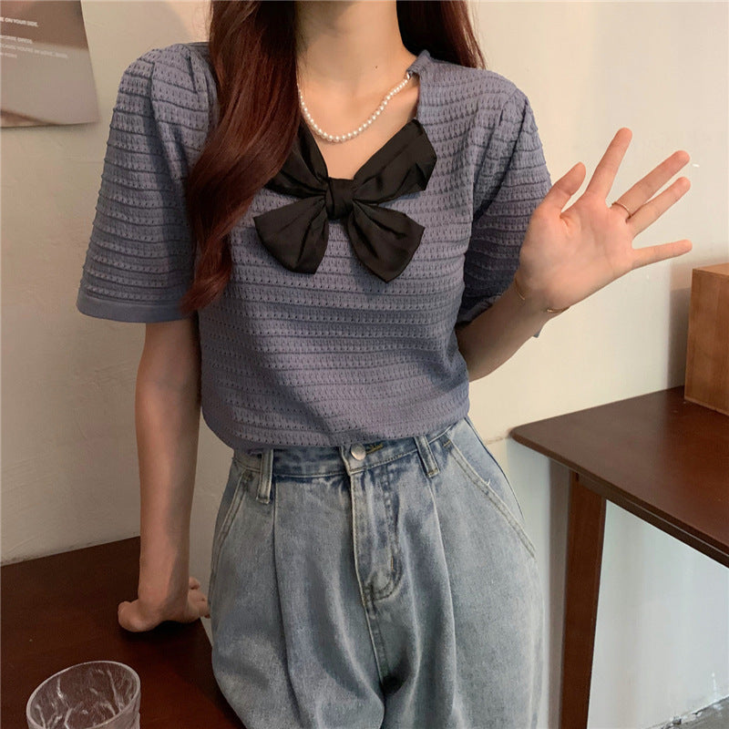 Turtleneck Bowknot Top Women Dropshipman