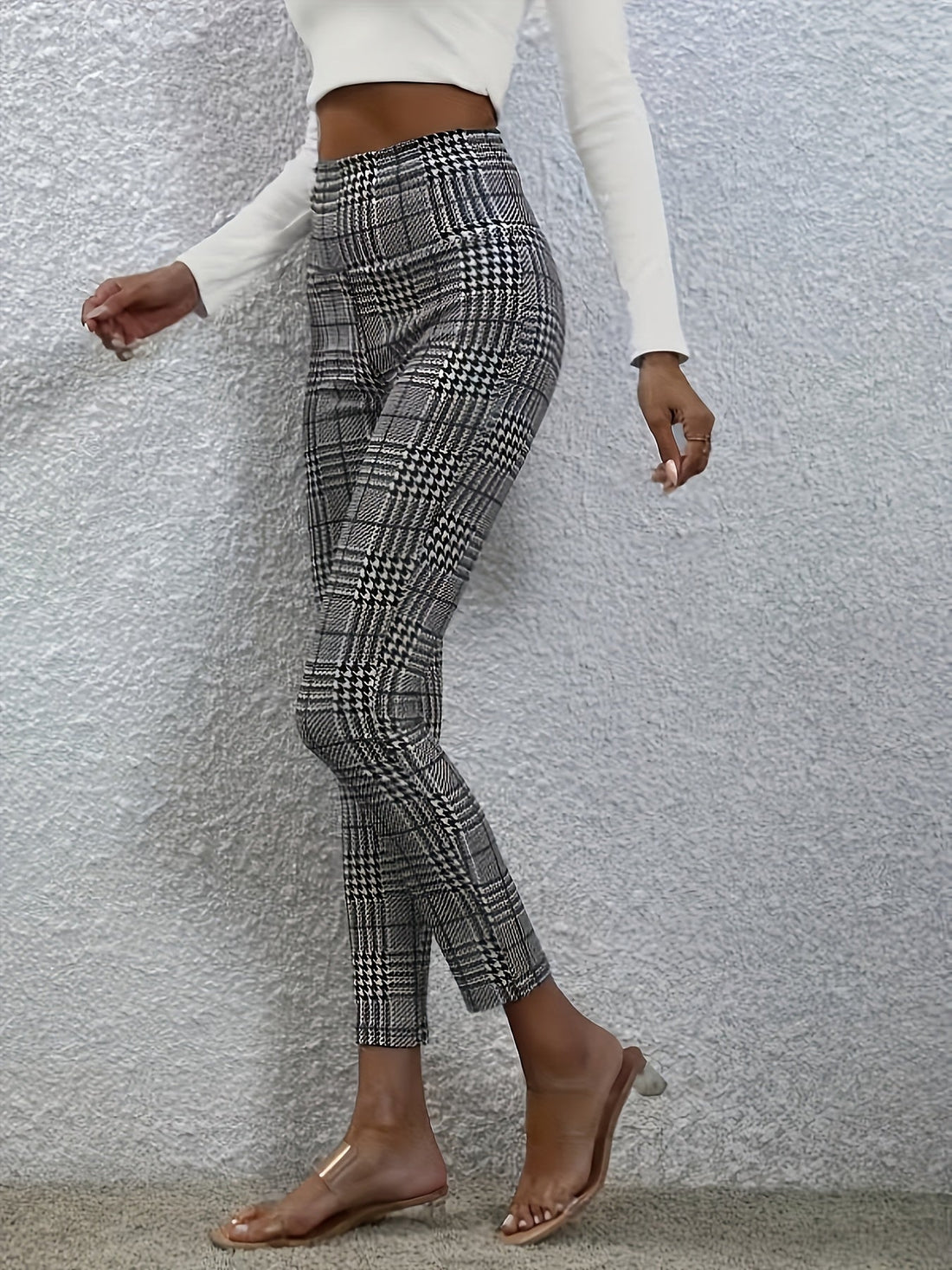 Women's Elegant Plaid Skinny Jeans Dropshipman
