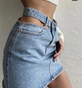 Side Cut Denim Skirt Women's New Sexy Bag Hip Skirt Dropshipman