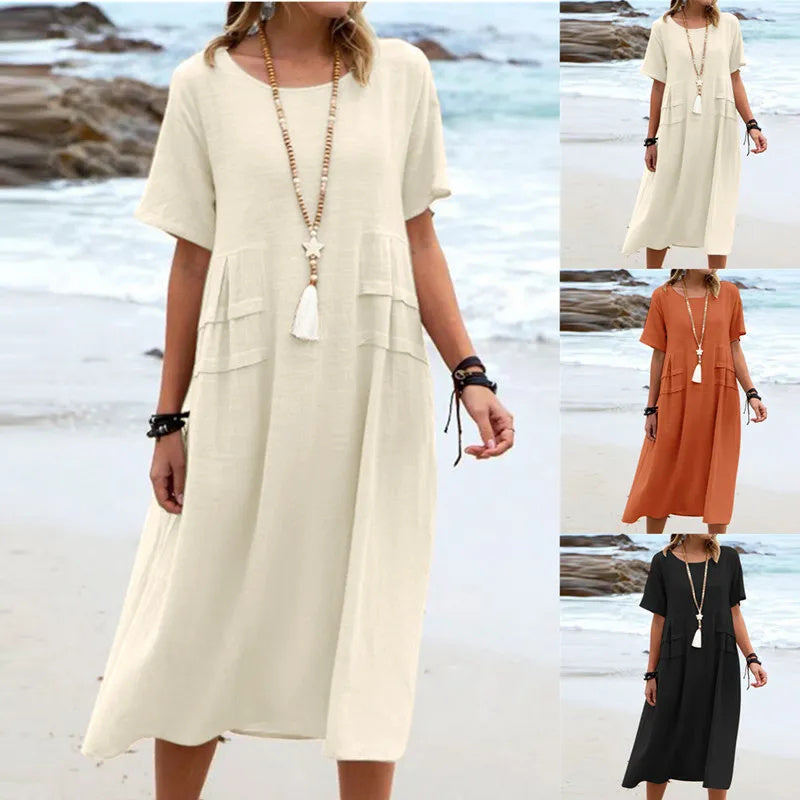 Women's Summer Loose Casual Midi Dress Dropshipman