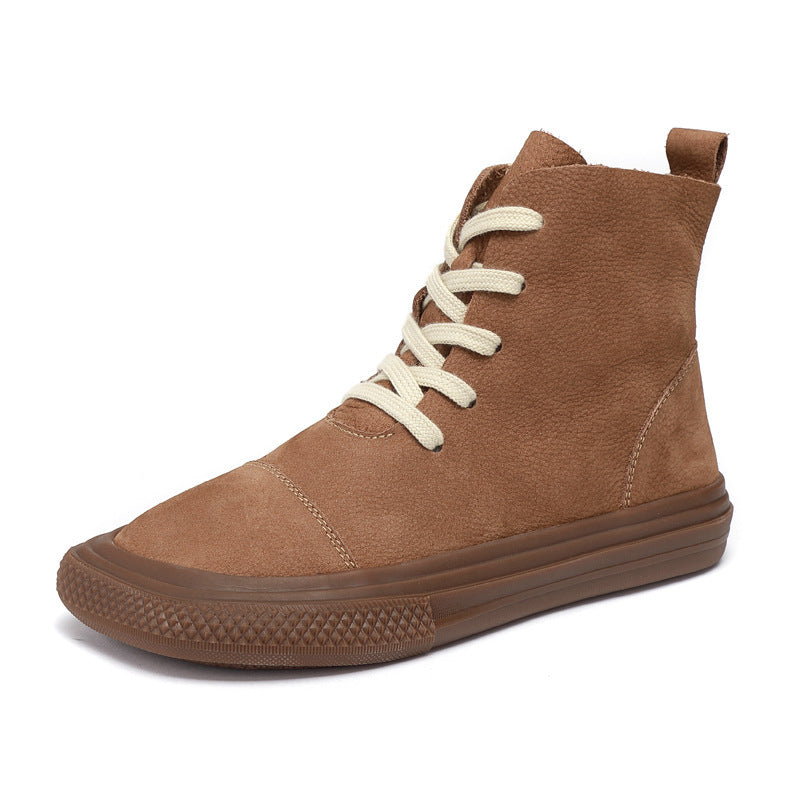 New First Layer Cowhide Casual Women's Shoes With Square Toe Dropshipman