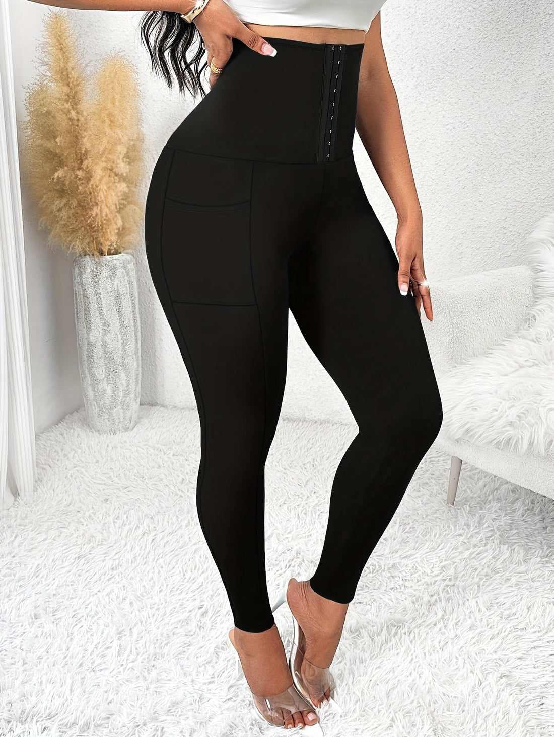Elegant Black Skinny Jeans with Waistband Detail Dropshipman