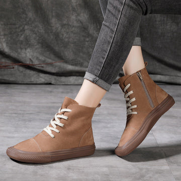 New First Layer Cowhide Casual Women's Shoes With Square Toe Dropshipman