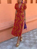 Summer V-neck Short-sleeved Dress Dropshipman