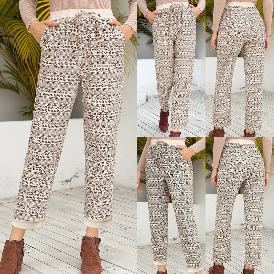 Ladies Print Lace Casual Pants Loose Pants Women Dropshipman
