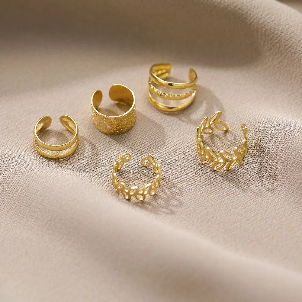 Hip Hop Style Leaf Cut-out Ear Cuffs Set - 5pcs Dropshipman