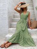 Women's Rhombus Prints Sleeveless Dress Dropshipman