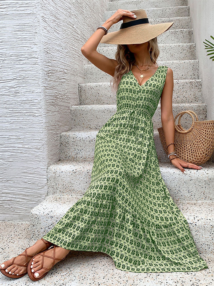 Women's Rhombus Prints Sleeveless Dress Dropshipman