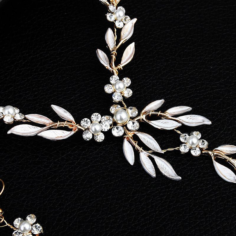 Earrings necklace bridal jewelry three-piece alloy plating jewelry set Dropshipman
