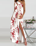Rose Print Split Summer Dress Dropshipman