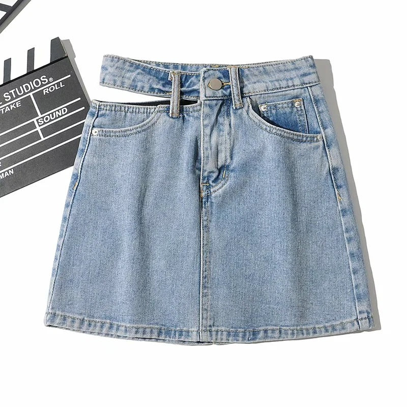 Side Cut Denim Skirt Women's New Sexy Bag Hip Skirt Dropshipman