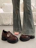 Retro Raise The Bottom Small Leather Shoes Female Loafers Dropshipman