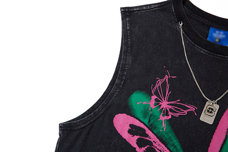 Butterfly Ripped Sleeveless T-shirt For Men Dulcet