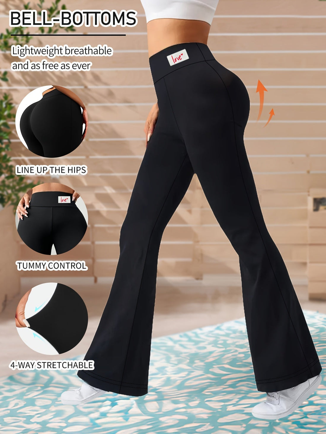 1pc Solid Colour High-Waisted Flare Pant for Women Dropshipman