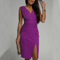 V-neck Sleeveless Split Dress Dropshipman