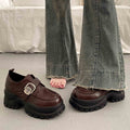 Retro Raise The Bottom Small Leather Shoes Female Loafers Dropshipman