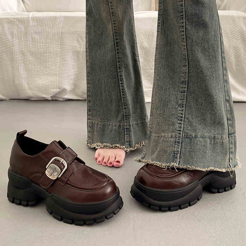 Retro Raise The Bottom Small Leather Shoes Female Loafers Dropshipman