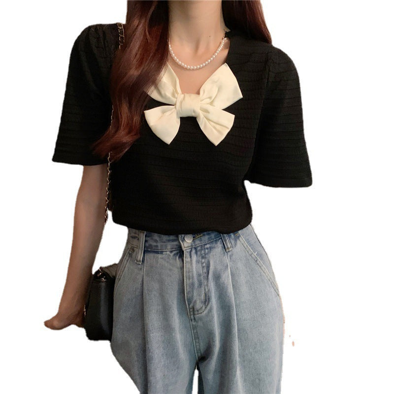 Turtleneck Bowknot Top Women Dropshipman