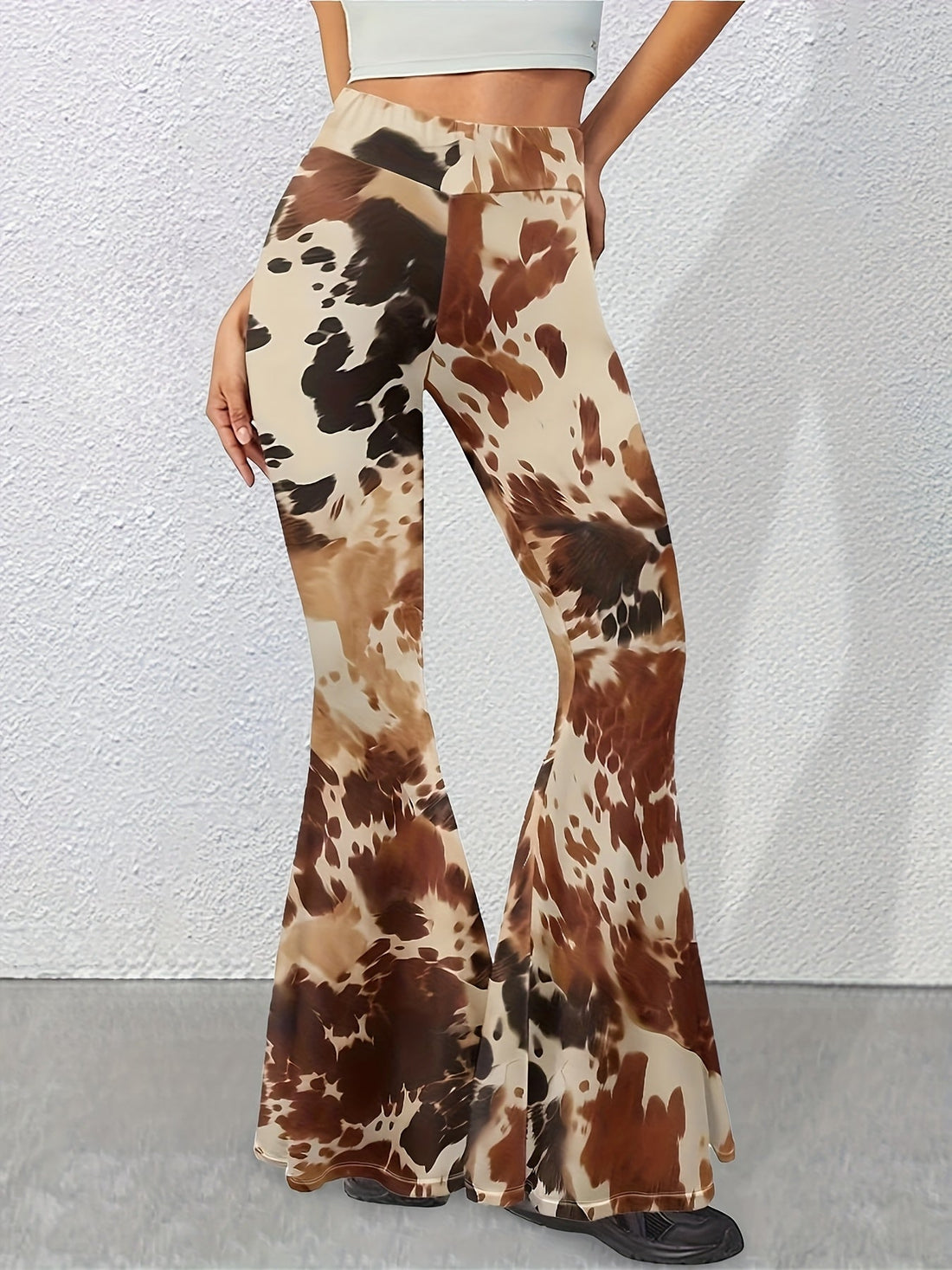 Women’s Elegant High-Waisted Flare Jeans – Colorful Patchwork Dropshipman