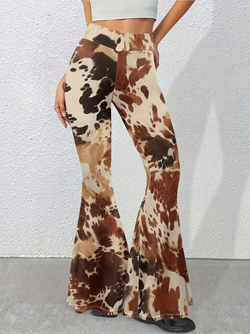 Women’s Elegant High-Waisted Flare Jeans – Colorful Patchwork Dropshipman