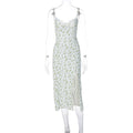 Lace Flowers Print Long Dress Dropshipman