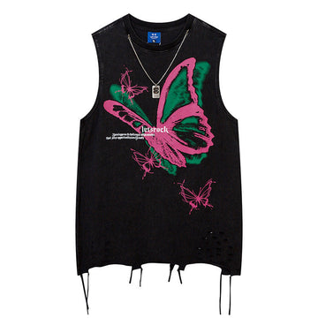Butterfly Ripped Sleeveless T-shirt For Men Dulcet