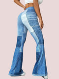 Women’s High-Stretch Blue Imitation Denim Flared Pants Dropshipman