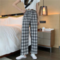 Plaid Wide Leg Pants Women Casual Pants Dropshipman