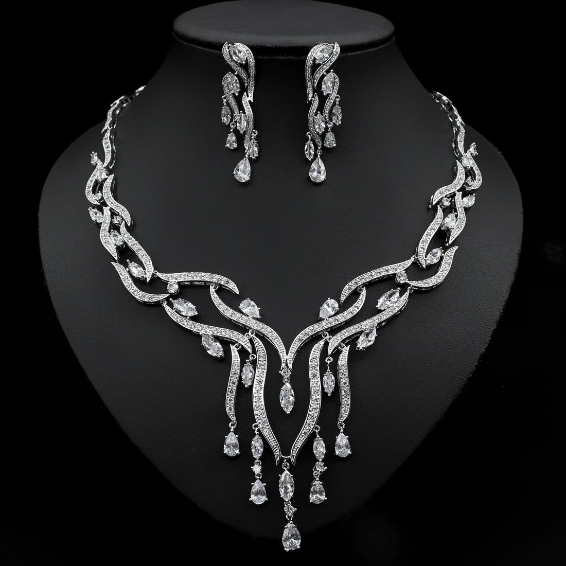 New Crystal Jewelry Zircon Jewelry Set Tassel Pendant Dropshipman