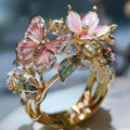 INS Flower Butterfly Ring With Rhinestones Dropshipman