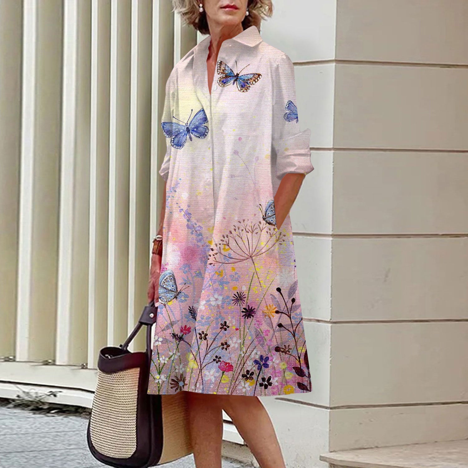Floral Print Shirt Dress For Women Dress Autumn Dropshipman