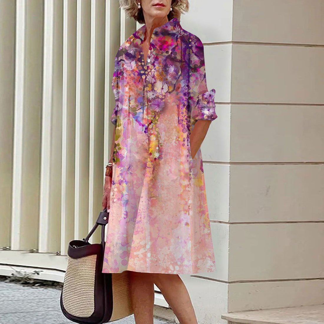 Floral Print Shirt Dress For Women Dress Autumn Dropshipman