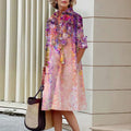 Floral Print Shirt Dress For Women Dress Autumn Dropshipman