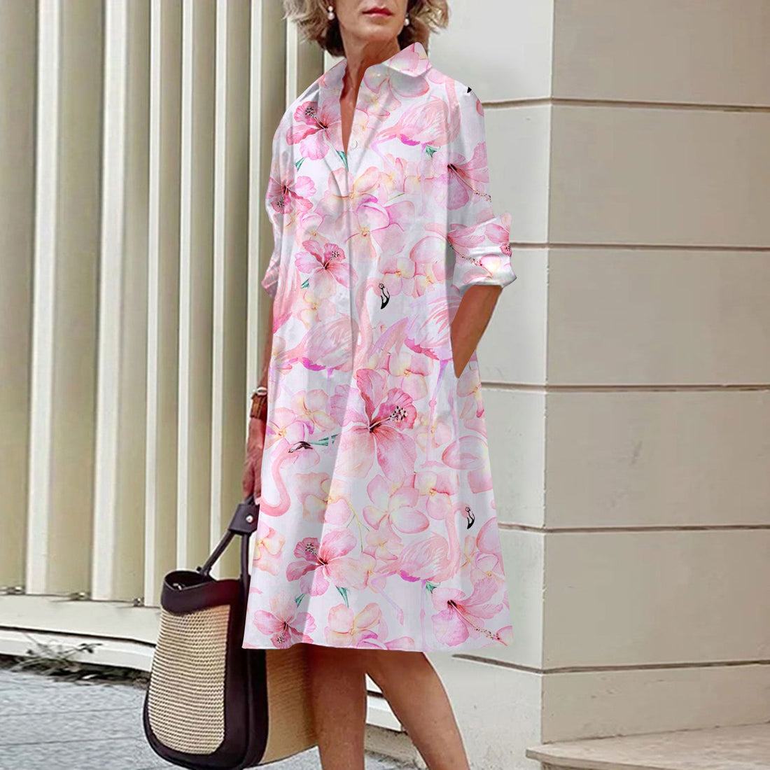 Floral Print Shirt Dress For Women Dress Autumn Dropshipman