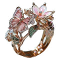 INS Flower Butterfly Ring With Rhinestones Dropshipman