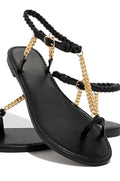Round Toe Flat Toe Metal Chain Sandals Dropshipman