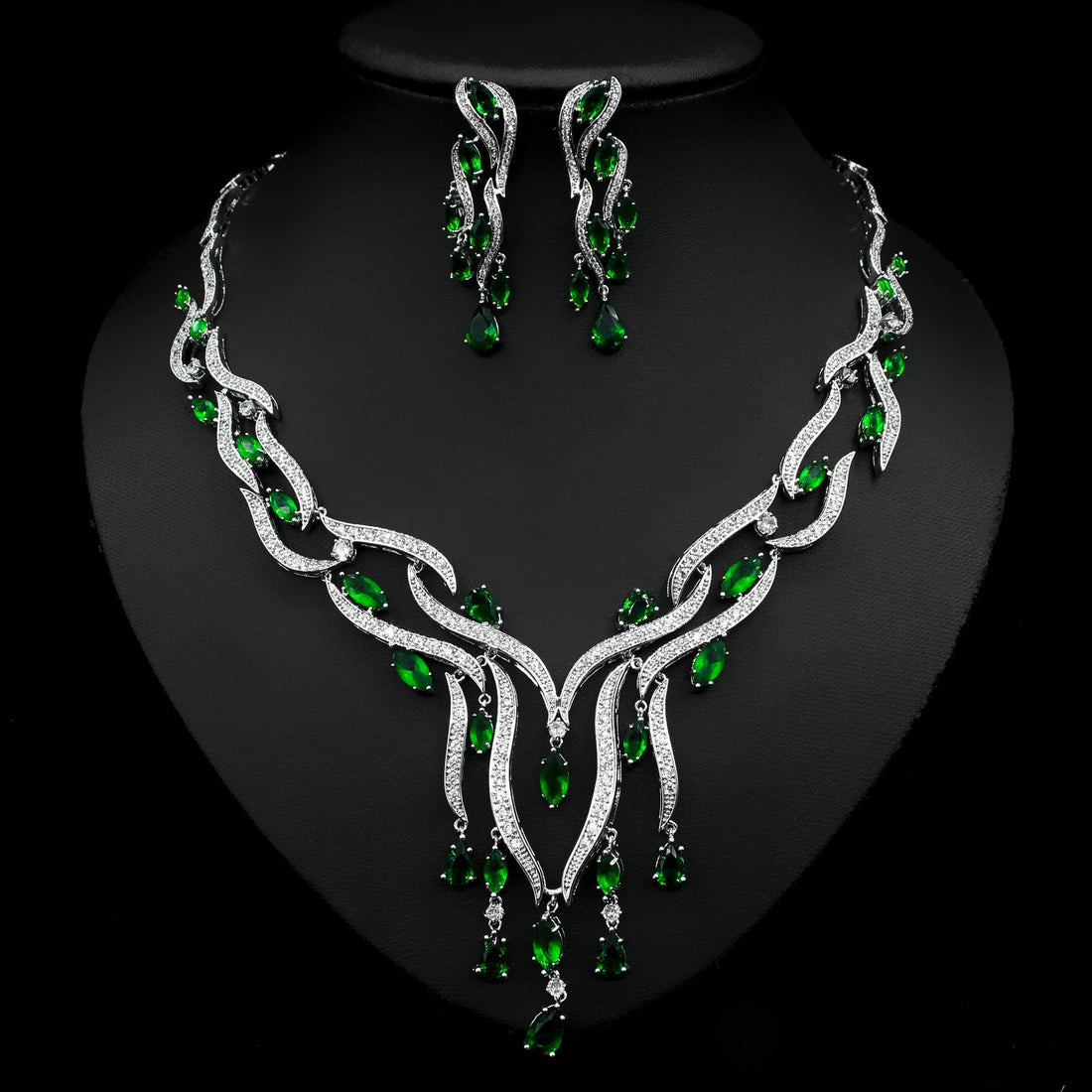 New Crystal Jewelry Zircon Jewelry Set Tassel Pendant Dropshipman