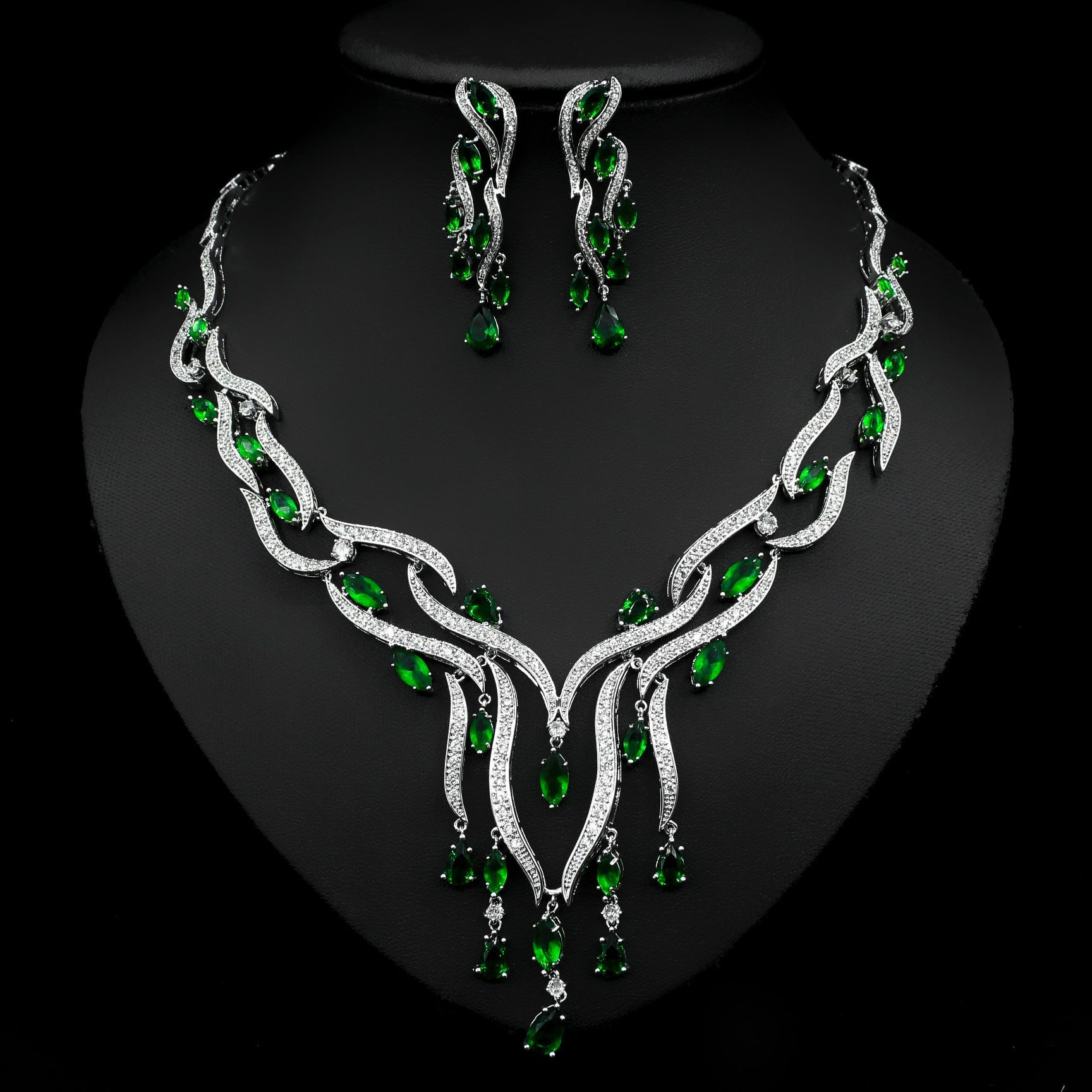 New Crystal Jewelry Zircon Jewelry Set Tassel Pendant Dropshipman