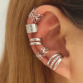Hip Hop Style Leaf Cut-out Ear Cuffs Set - 5pcs Dropshipman