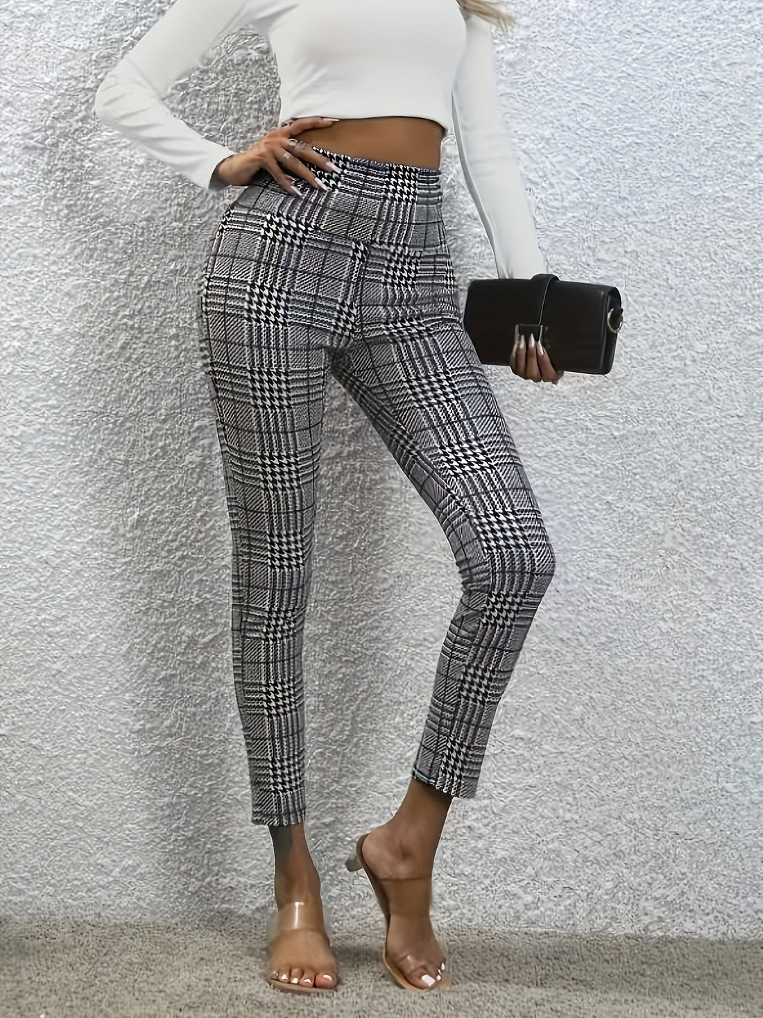 Women's Elegant Plaid Skinny Jeans Dropshipman