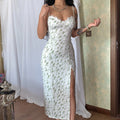 Lace Flowers Print Long Dress Dropshipman